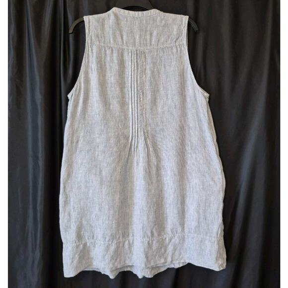 Quince 100% European Linen Blue White Womens Striped Swing Dress XL - Picture 8 of 10
